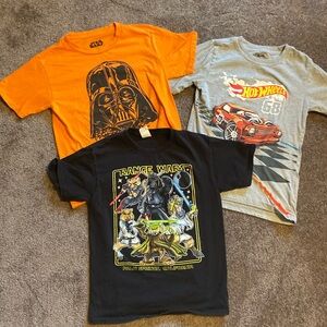Bundle of Boys Size 6-8 Short Sleeve T-Shirts Hot Wheels, Star Wars, Range  Wars